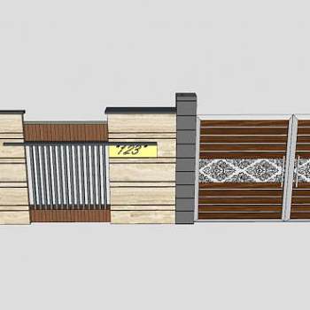 现代别墅围墙设计SU模型下载_sketchup草图大师SKP模型