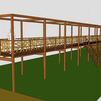 木质观景台SU模型下载_sketchup草图大师SKP模型