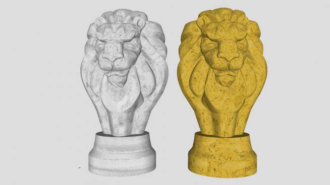 狮子头雕塑SU模型下载_sketchup草图大师SKP模型