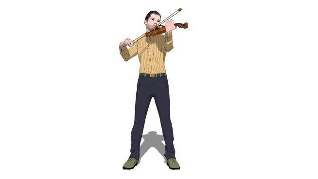 拉小提琴演奏家SU模型下载_sketchup草图大师SKP模型