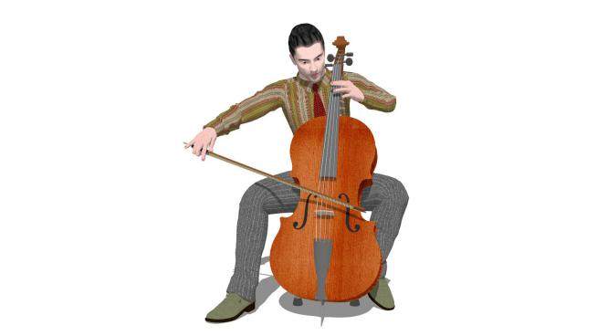 拉大提琴的表演者SU模型下载_sketchup草图大师SKP模型