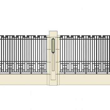 现代围墙su模型下载_sketchup草图大师SKP模型