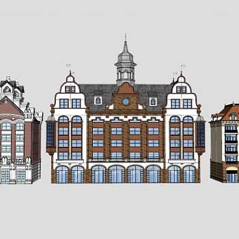 欧式风格住宅建筑SU模型下载_sketchup草图大师SKP模型