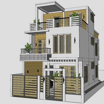 现代欧式别墅建筑住宅SU模型下载_sketchup草图大师SKP模型