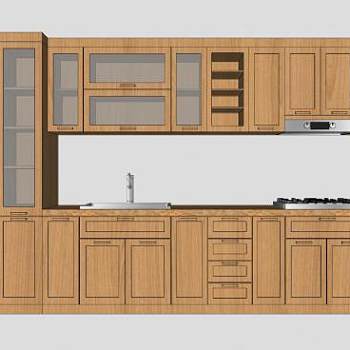 实木橱柜设计SU模型下载_sketchup草图大师SKP模型