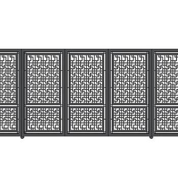 中式铁艺围墙su模型下载_sketchup草图大师SKP模型