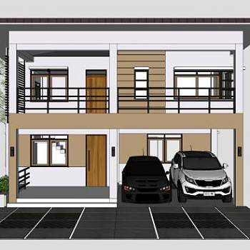 两层别墅住宅建筑SU模型下载_sketchup草图大师SKP模型