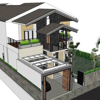 单层坡屋顶su模型下载_sketchup草图大师SKP模型