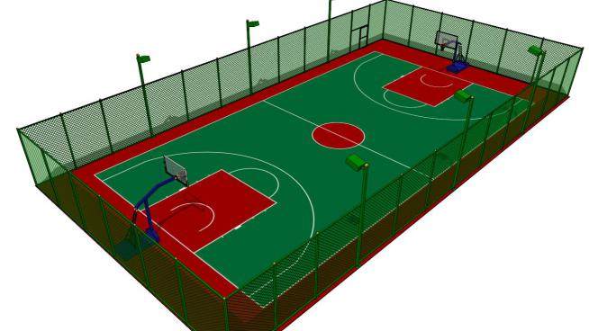 篮球场围栏su模型下载_sketchup草图大师SKP模型