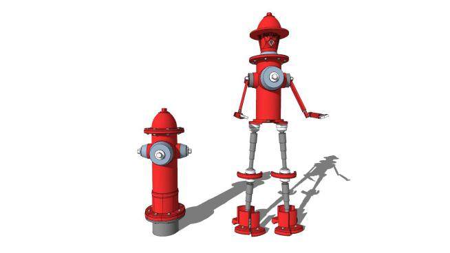 现代消防栓机器人SU模型下载_sketchup草图大师SKP模型