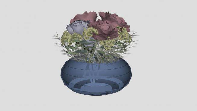 玻璃花瓶植物装饰SU模型下载_sketchup草图大师SKP模型