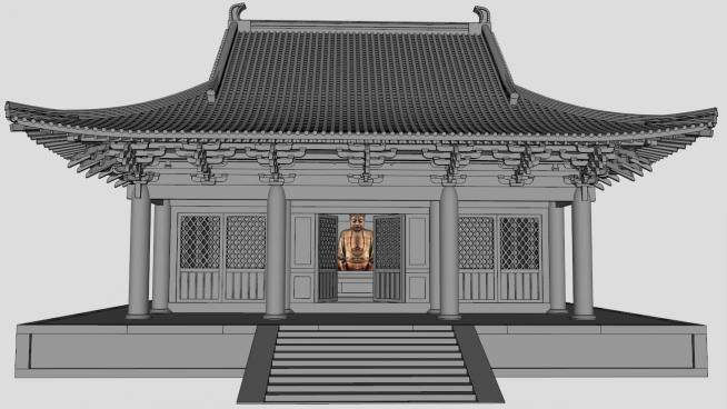 歇山顶寺庙su模型下载_sketchup草图大师SKP模型