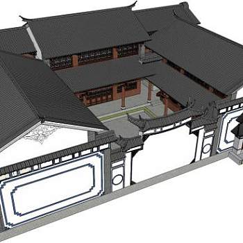 大理白族民居SU模型下载_sketchup草图大师SKP模型