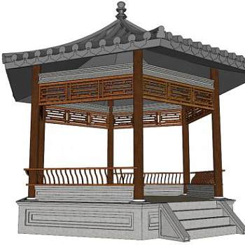 古建单体su模型下载_sketchup草图大师SKP模型