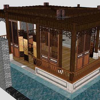 景观建筑轩榭SU模型下载_sketchup草图大师SKP模型