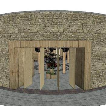 现代民宿茶楼建筑SU模型下载_sketchup草图大师SKP模型