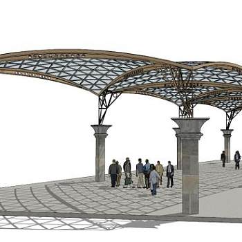 金属廊架su模型下载_sketchup草图大师SKP模型