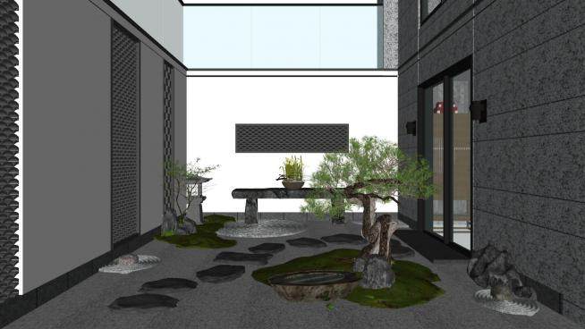 园景设计中式茶室SU模型下载_sketchup草图大师SKP模型