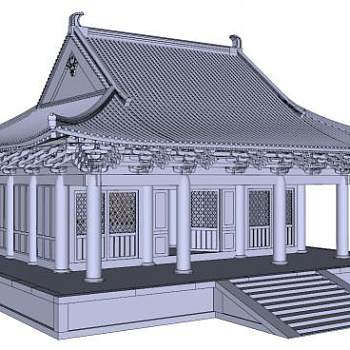 中式风格建筑屋顶su模型下载_sketchup草图大师SKP模型