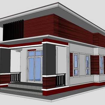 一层别墅su模型下载_sketchup草图大师SKP模型