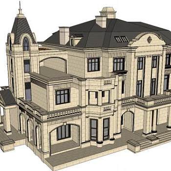 欧美田园风建筑su模型下载_sketchup草图大师SKP模型