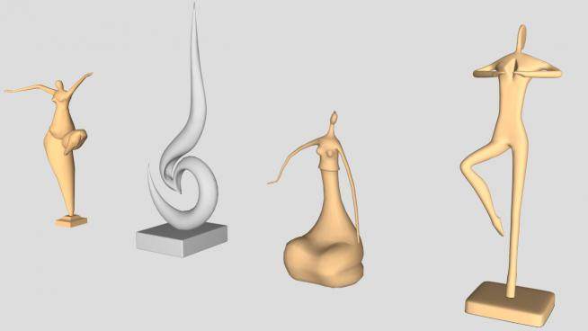 抽象雕塑及人物雕塑su模型下载_sketchup草图大师SKP模型