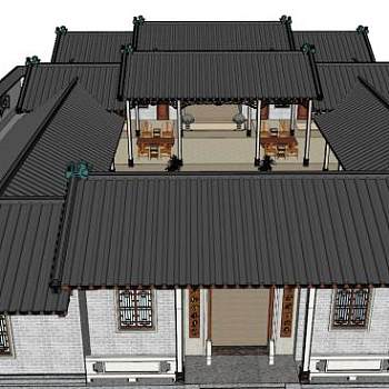 明清四合院建筑su模型下载_sketchup草图大师SKP模型