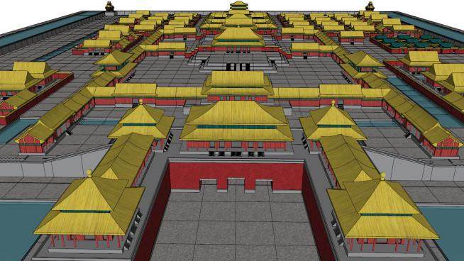 中国古代建筑群su模型下载_sketchup草图大师SKP模型