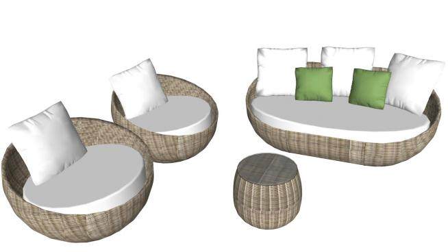现代室外沙发su模型下载_sketchup草图大师SKP模型