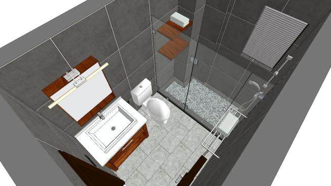 经典黑色浴室SU模型下载_sketchup草图大师SKP模型