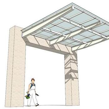单臂玻璃雨棚su模型下载_sketchup草图大师SKP模型