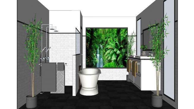 现代卫生间浴室设计SU模型下载_sketchup草图大师SKP模型