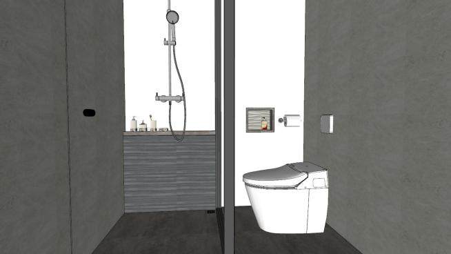 现代简约淋浴浴室SU模型下载_sketchup草图大师SKP模型