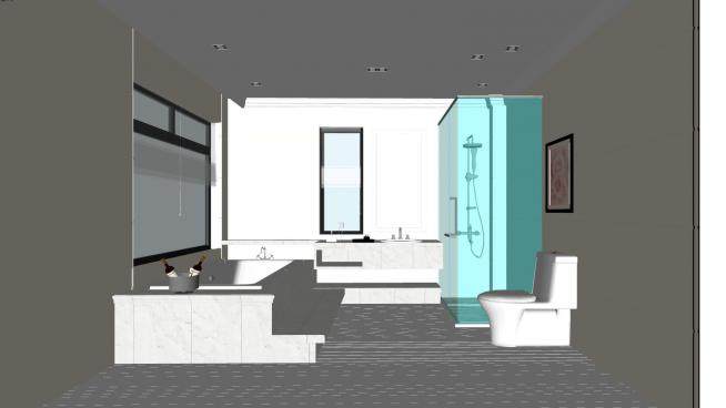 现代整体浴室设计SU模型下载_sketchup草图大师SKP模型