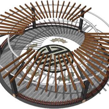 圆形廊架su模型下载_sketchup草图大师SKP模型