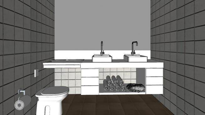 简约浴室室内设计SU模型下载_sketchup草图大师SKP模型