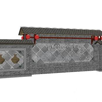 广场文化墙su模型下载_sketchup草图大师SKP模型