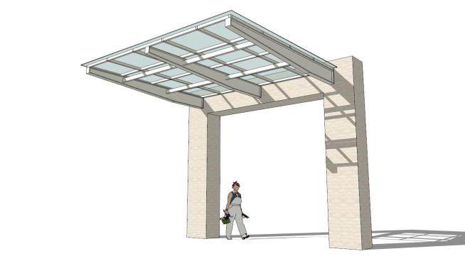 室外玻璃雨棚su模型下载_sketchup草图大师SKP模型