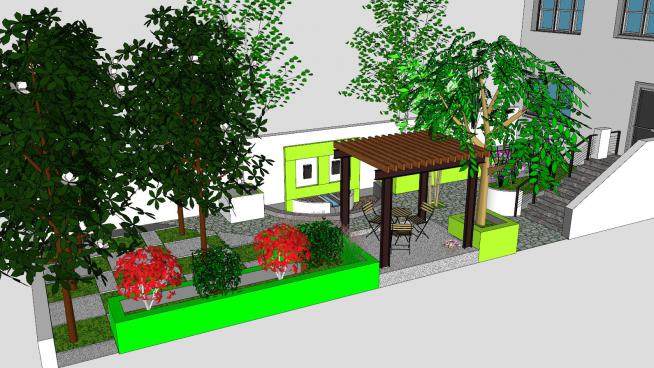 现代庭院景观设计SU模型下载_sketchup草图大师SKP模型