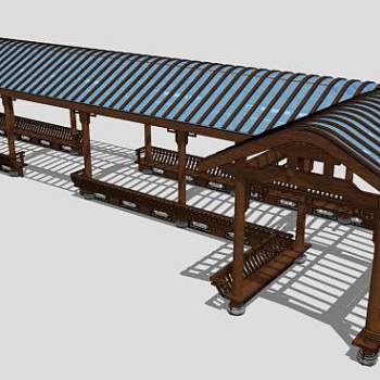 景观廊道su模型下载_sketchup草图大师SKP模型