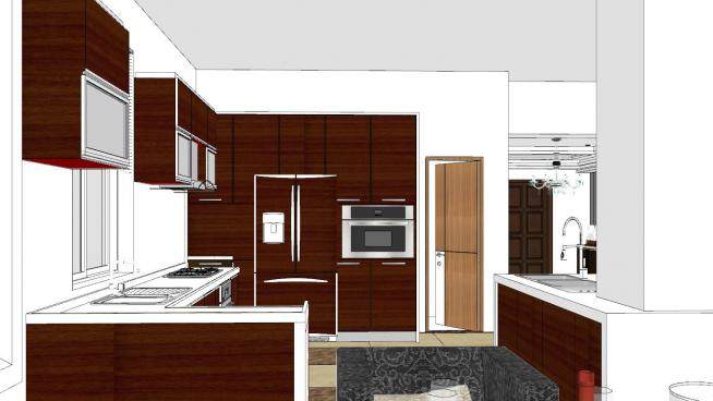 红木厨房家具设计SU模型下载_sketchup草图大师SKP模型