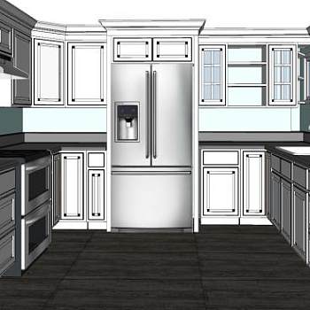 简欧轻奢厨房SU模型下载_sketchup草图大师SKP模型