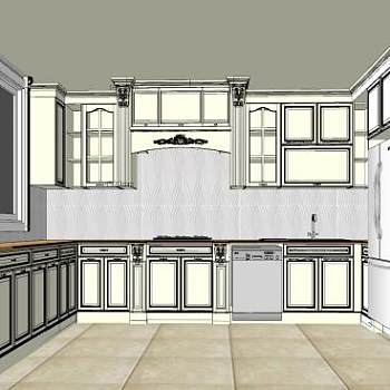 简欧简约厨房SU模型下载_sketchup草图大师SKP模型