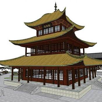 中国古代楼阁su模型下载_sketchup草图大师SKP模型