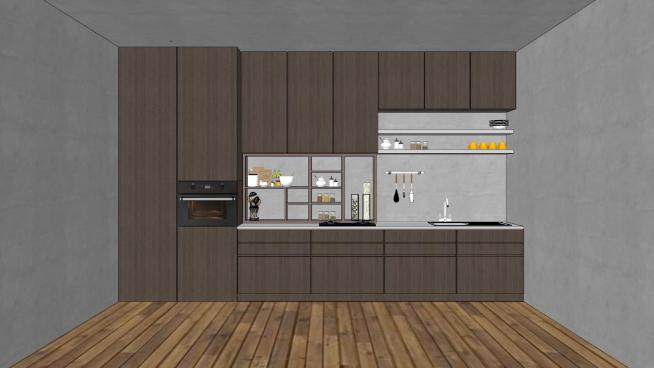 现代厨房橱柜组合柜SU模型下载_sketchup草图大师SKP模型