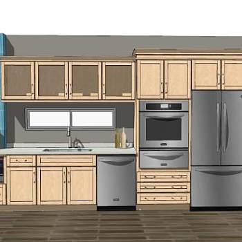 现代简欧一体式橱柜SU模型下载_sketchup草图大师SKP模型