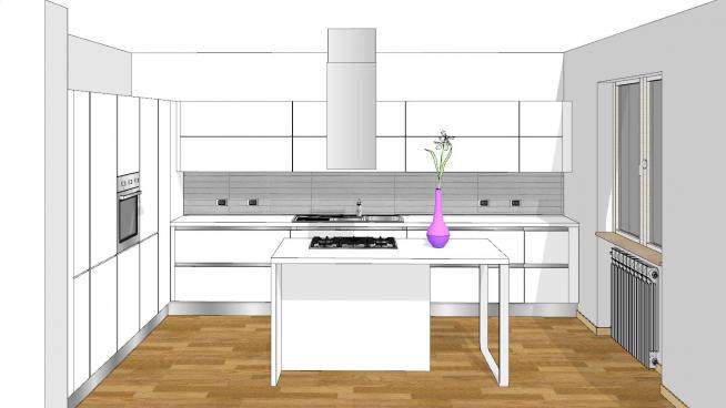 极简厨房设计SU模型下载_sketchup草图大师SKP模型