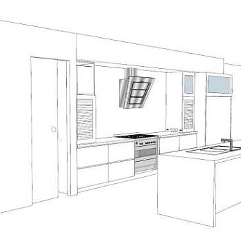 经典白色厨房橱柜SU模型下载_sketchup草图大师SKP模型