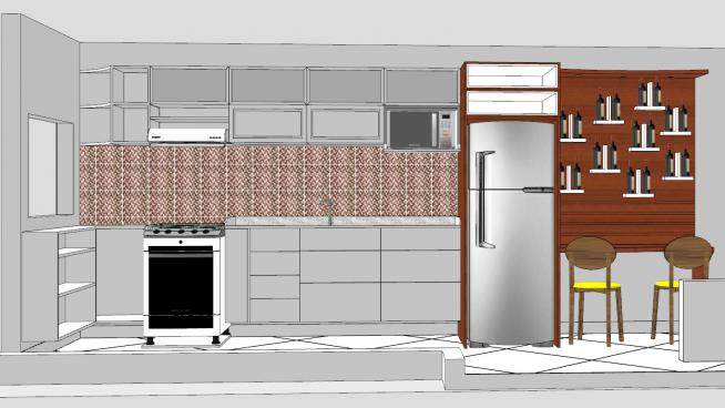 现代整体厨房设计SU模型下载_sketchup草图大师SKP模型
