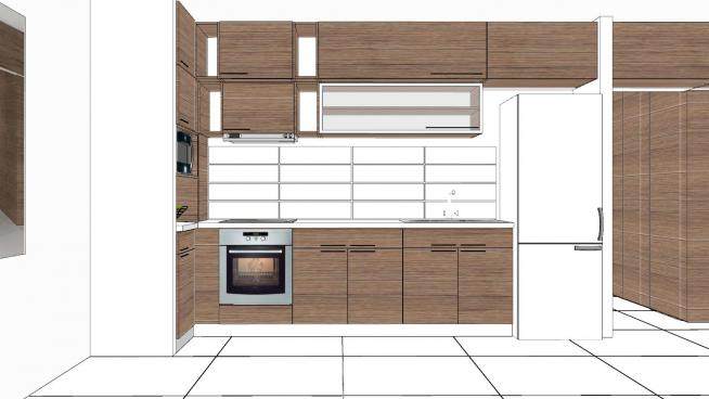 现代木制厨房平台SU模型下载_sketchup草图大师SKP模型
